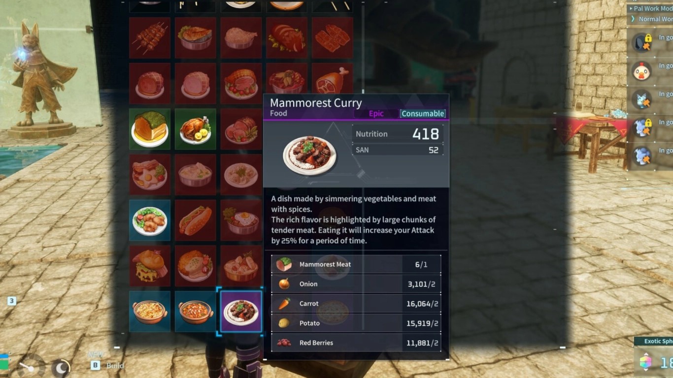 Food buff trong Palworld